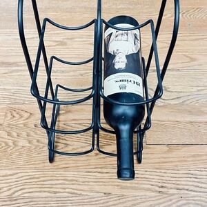 Black Metal Wine Rack Countertop Holds 6 Bottles
